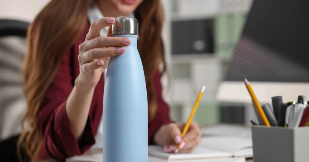 woman with water bottle
