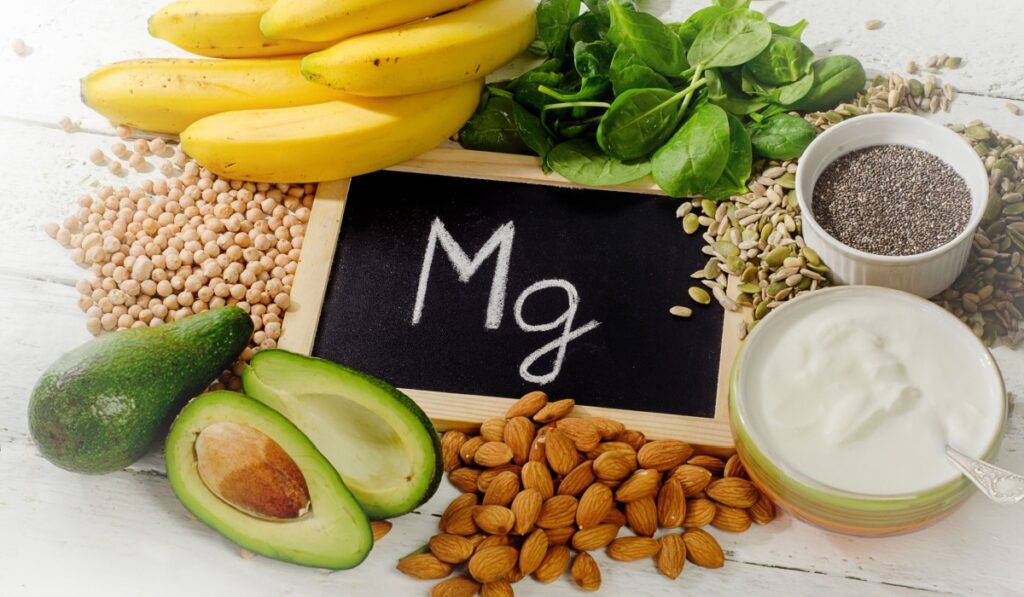 Products containing magnesium. Healthy food. View from above