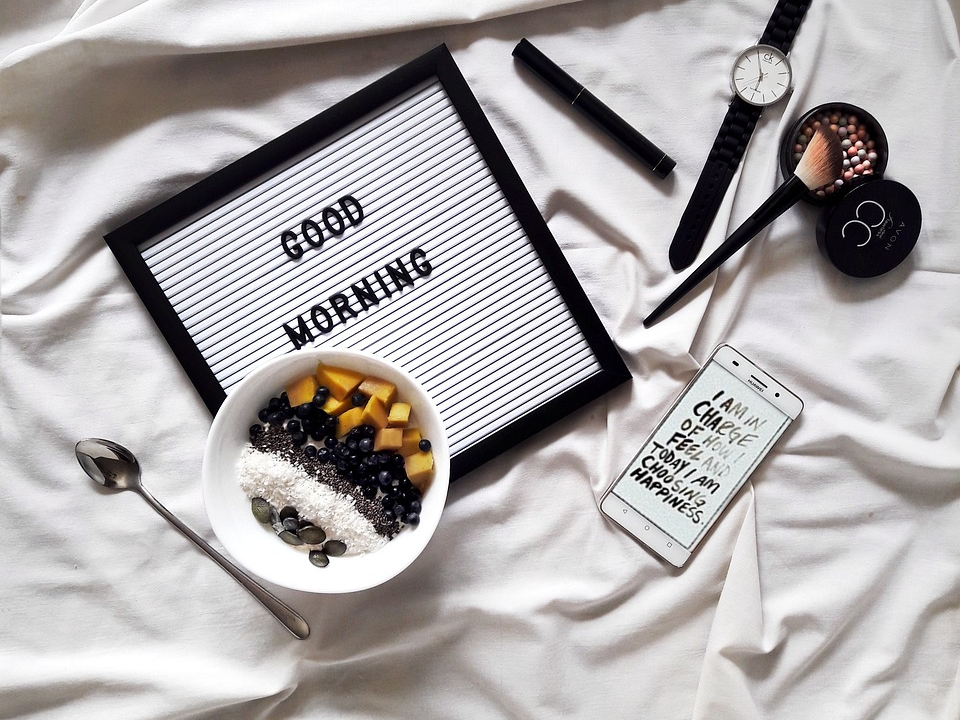 food in bed at the beginning of the day