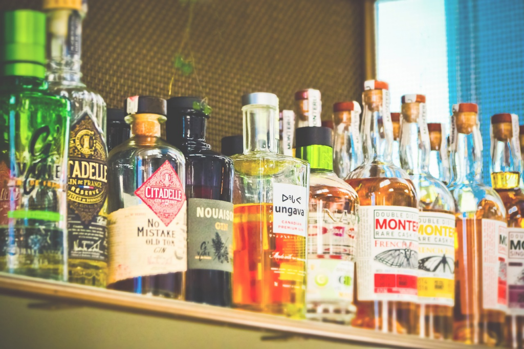 a bar full of alcohol