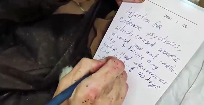 The woman later admitted that she had tied herself to the tree