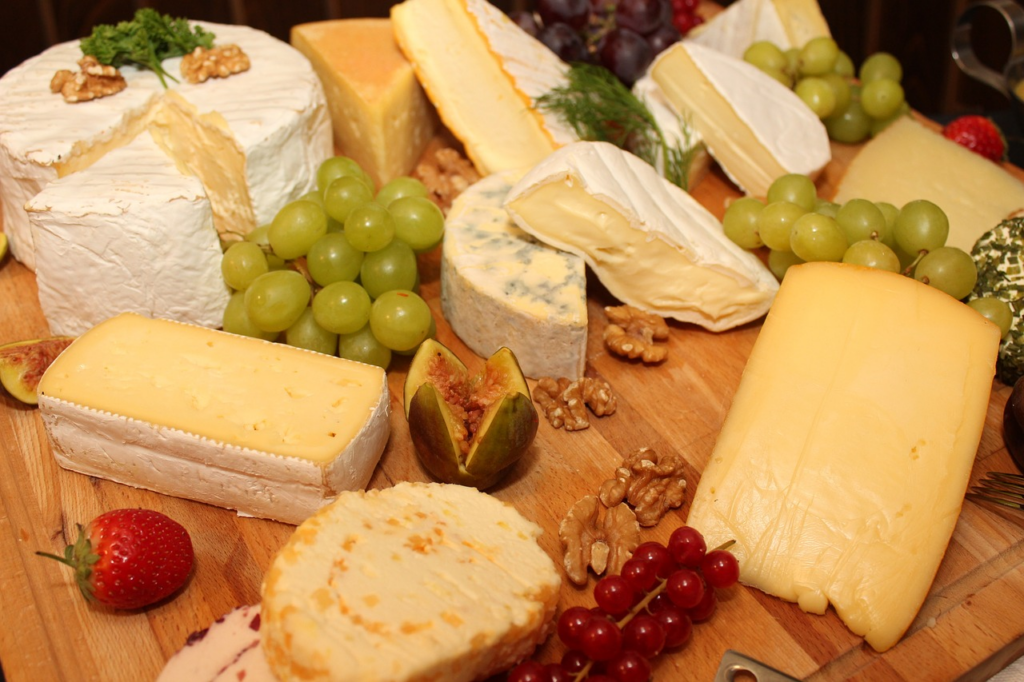A variety of cheeses
