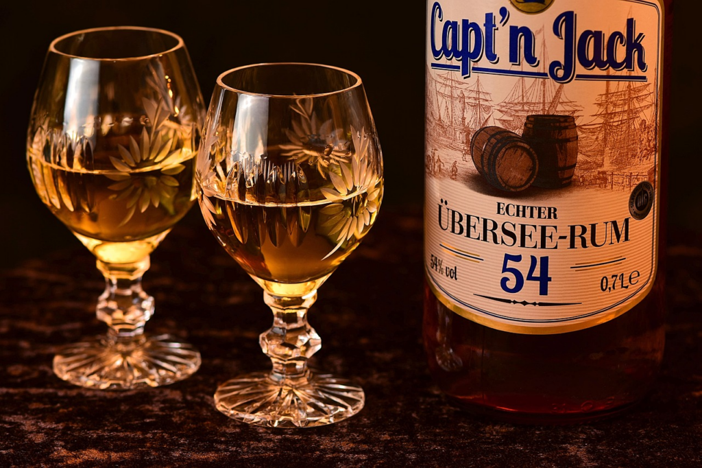 Two small goblets of rum