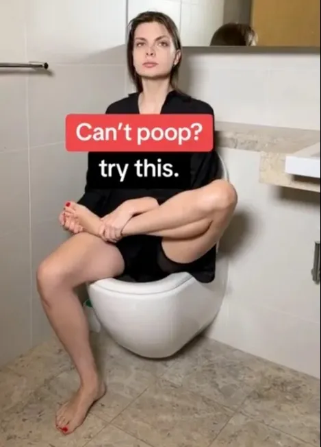 How you should pull your leg up when you sit on the toilet
