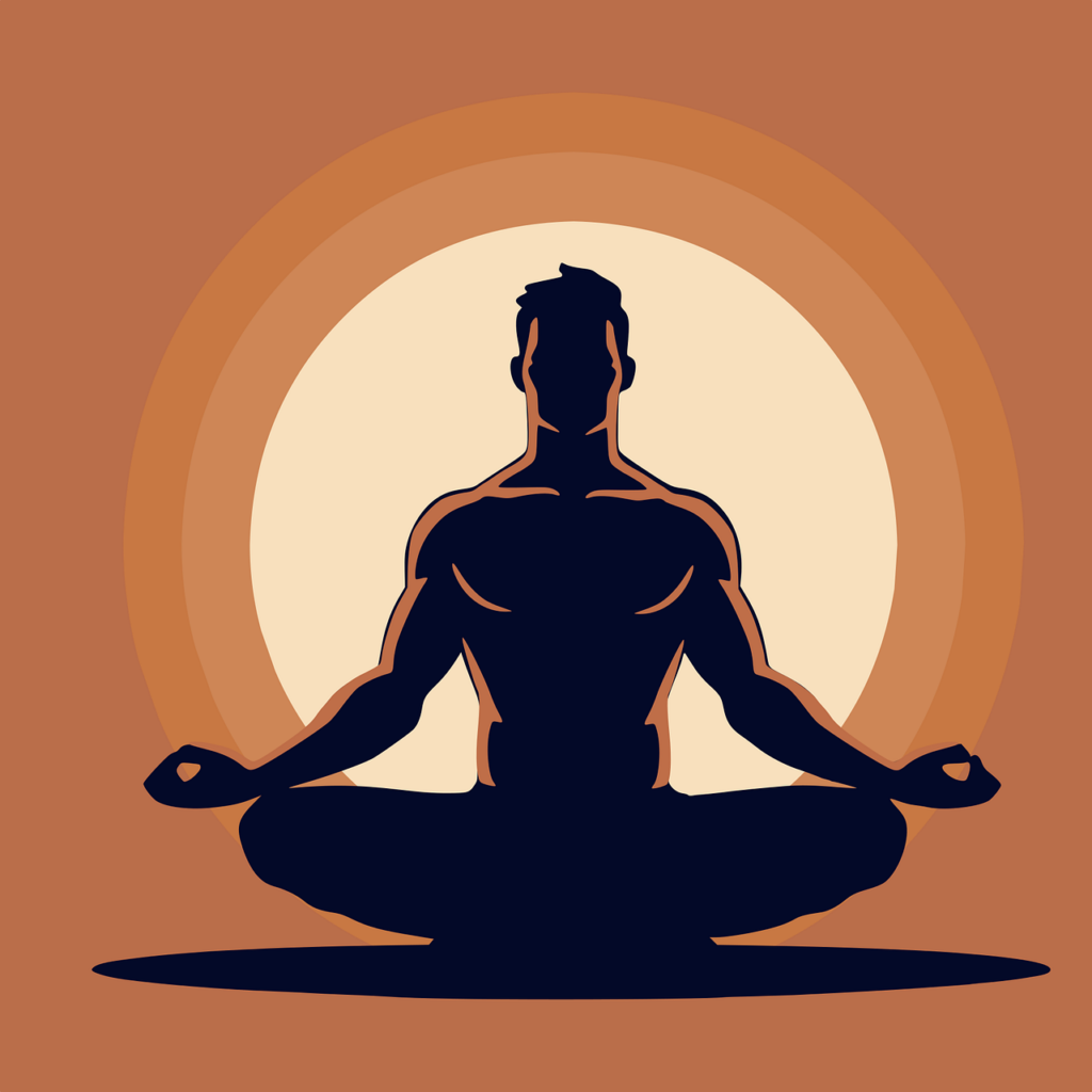 silhouette of a person meditating