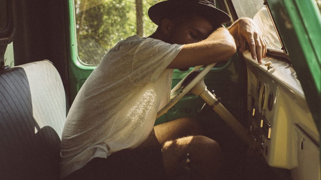 tired person at the wheel