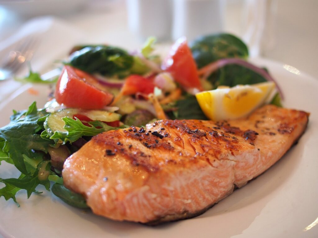 salmon and salad