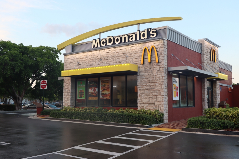 MIAMI, FLORIDA USA - 05-29-2022 Exterior of a McDonalds fast food restaurant in Miami, Florida.

