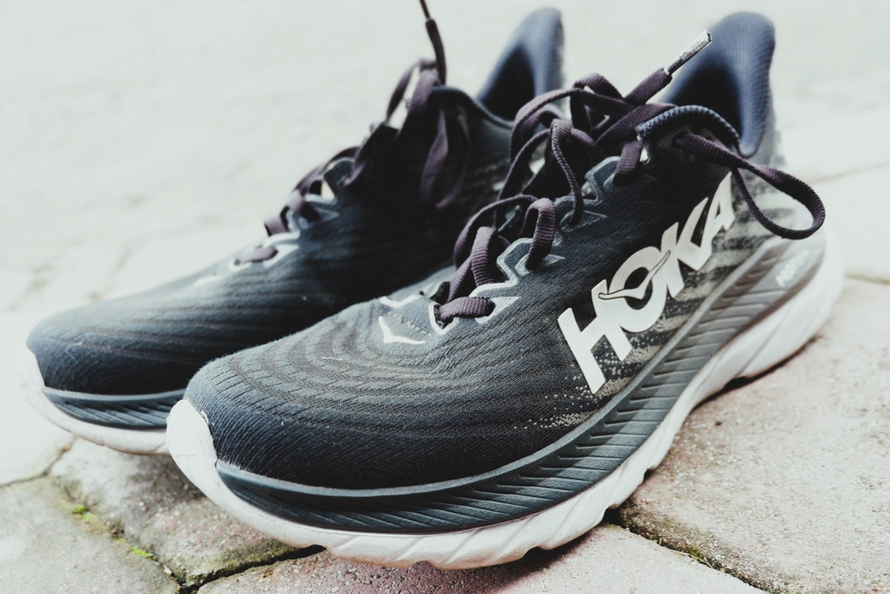 Situbondo, Indonesia - May 02, 2024 : "hoka" branded running shoes that are very comfortable to wear for running.
