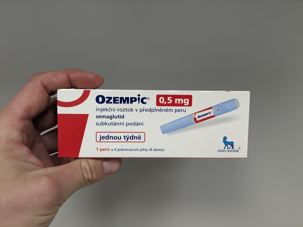 Brno,Czech republic-August 2 2024: Ozempic box. Czech version of ozempic medication. Diabetes treatment in Czech republic. Package of semaglutide. Diabetes drug.Sometimes abused for weight loss
