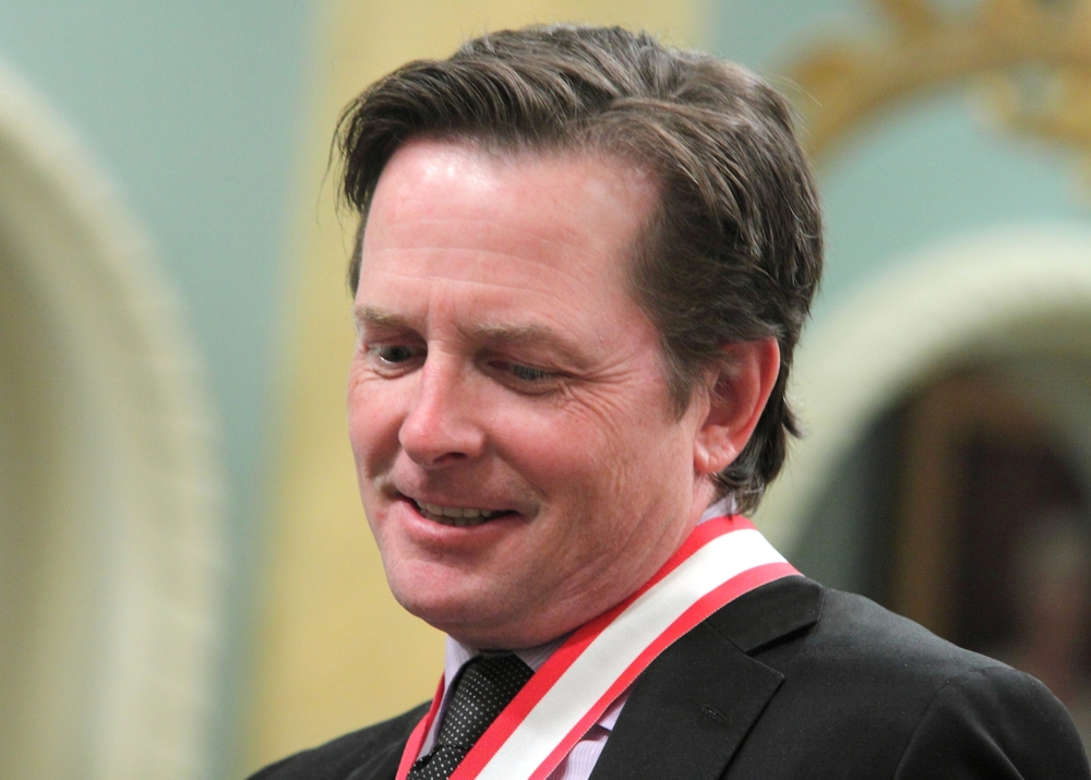 OTTAWA, CANADA - MAY 27, 2011: Canadian-born actor Michael J. Fox, star of the Back to the Future trilogy, talks to reporters.
