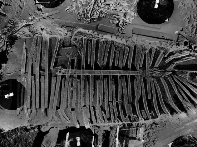 The entire ship was scanned before its removal to create a precise record of where each of its pieces were originally found