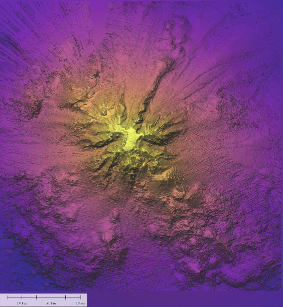 During this expedition, the science department discovered, mapped, and explored a new seamount with Remotely Operated Vehicle (ROV) SuBastian.