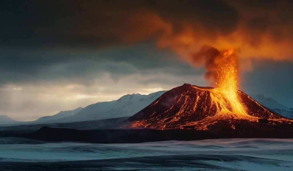 Power of Iceland Volcanic Eruption, eruption of the volcano in Iceland