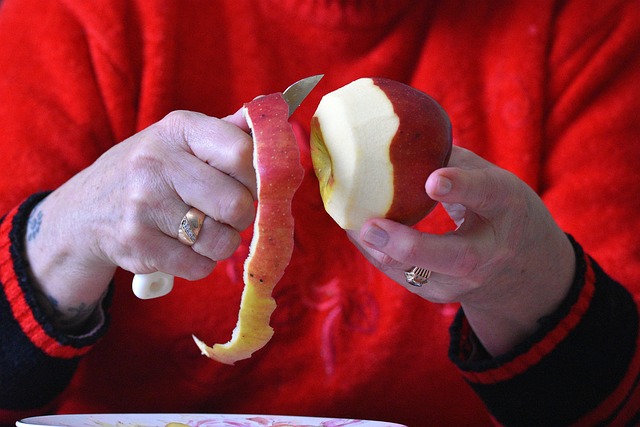 peeling an apple