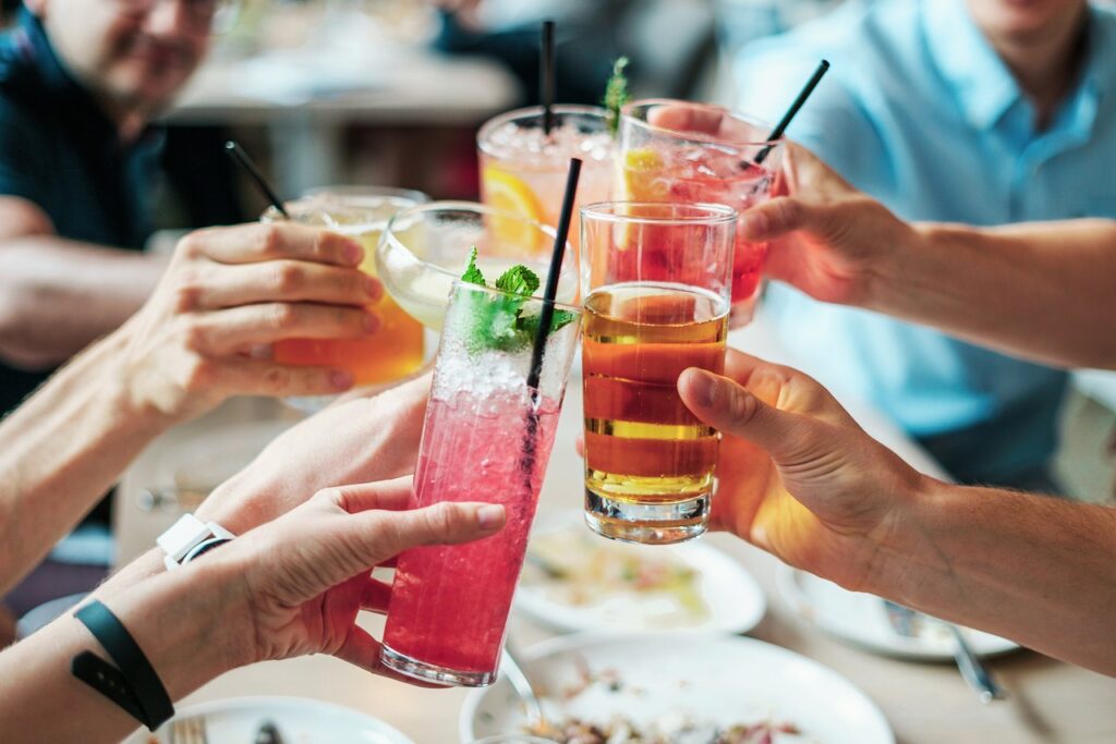 group of people drinking