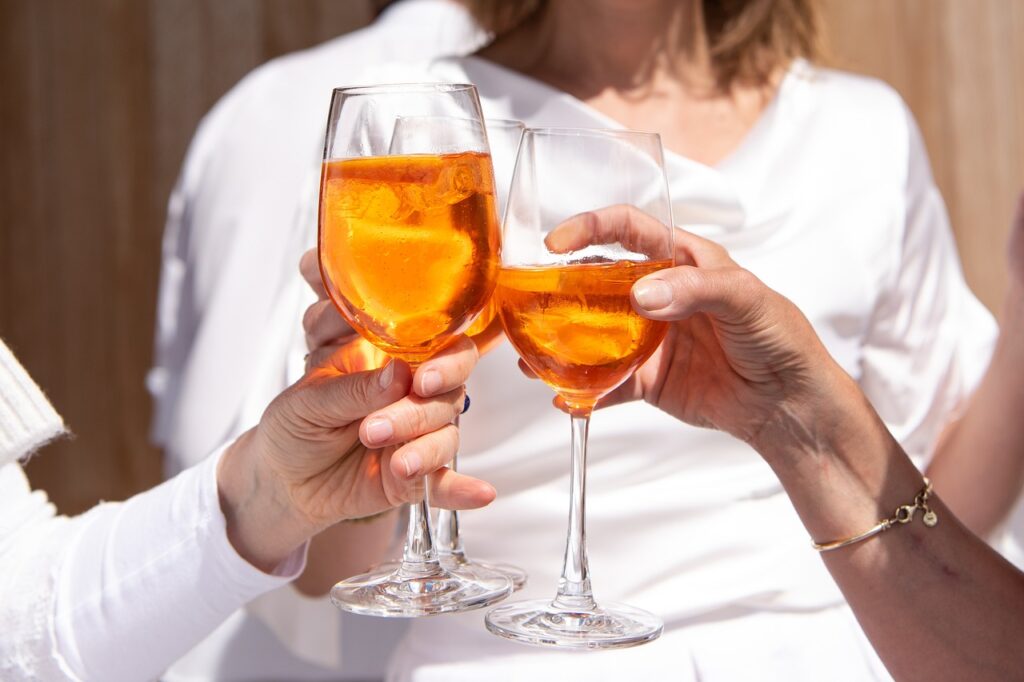 group drinking wine