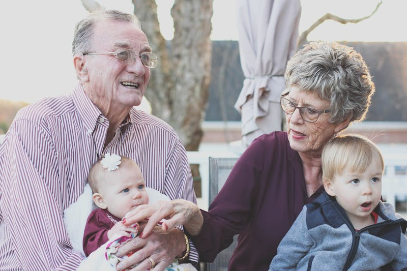 Elder couple with grandparents