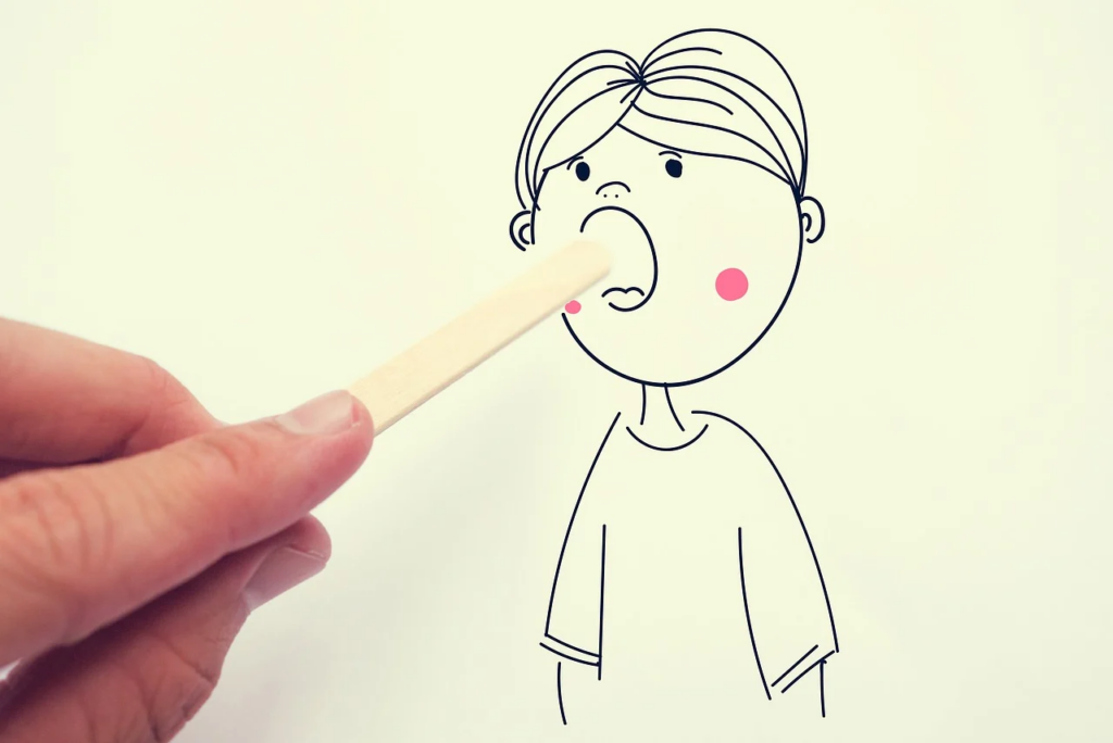 drawing of a child with mouth open for a wooden stick