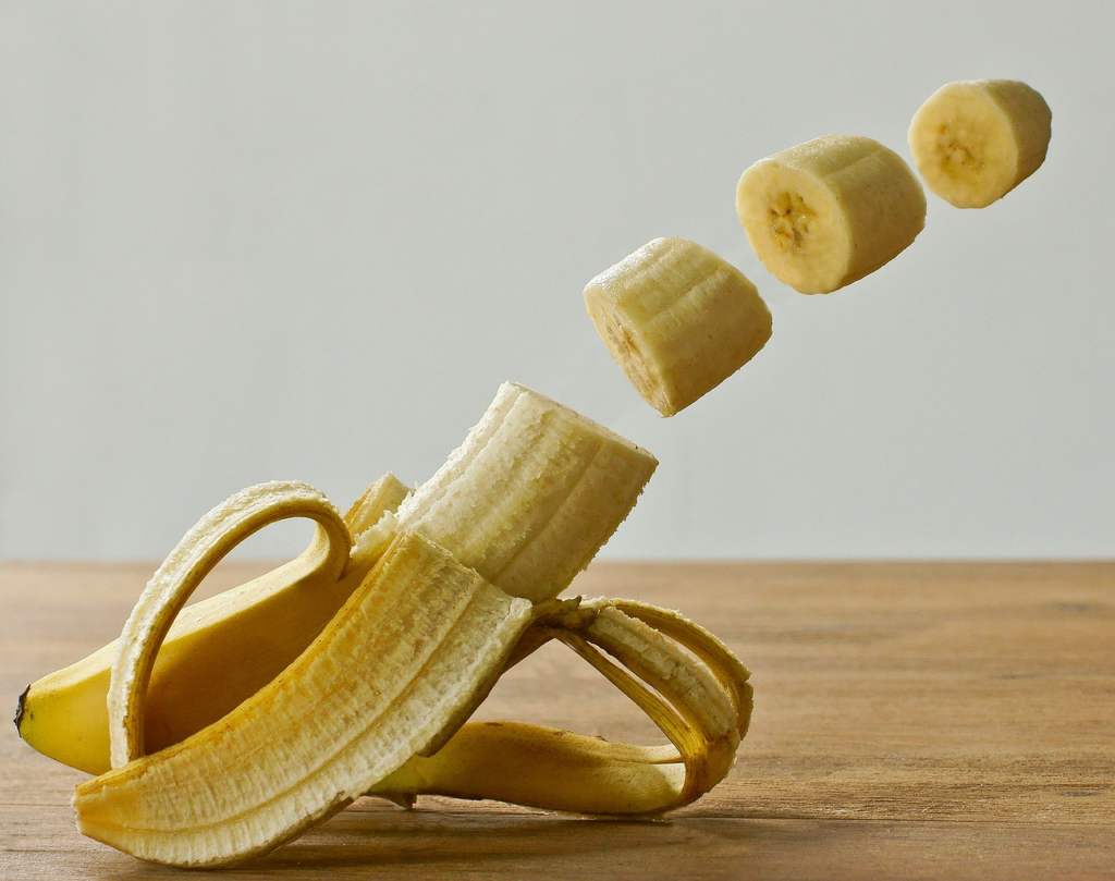 a banana sliced