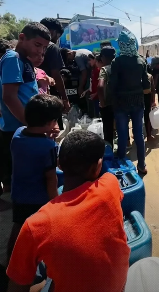 Water is divvied out to the communities in Gaza