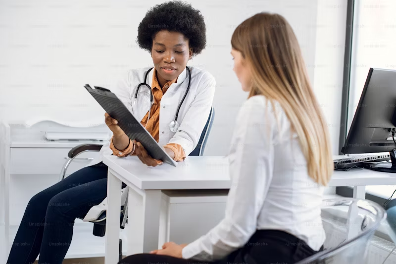 Doctor showing patient findings