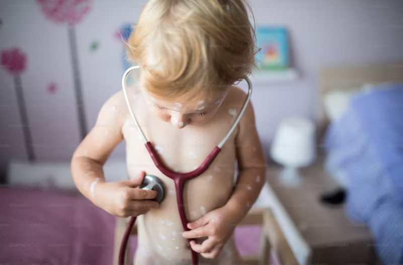 child checking their heart
