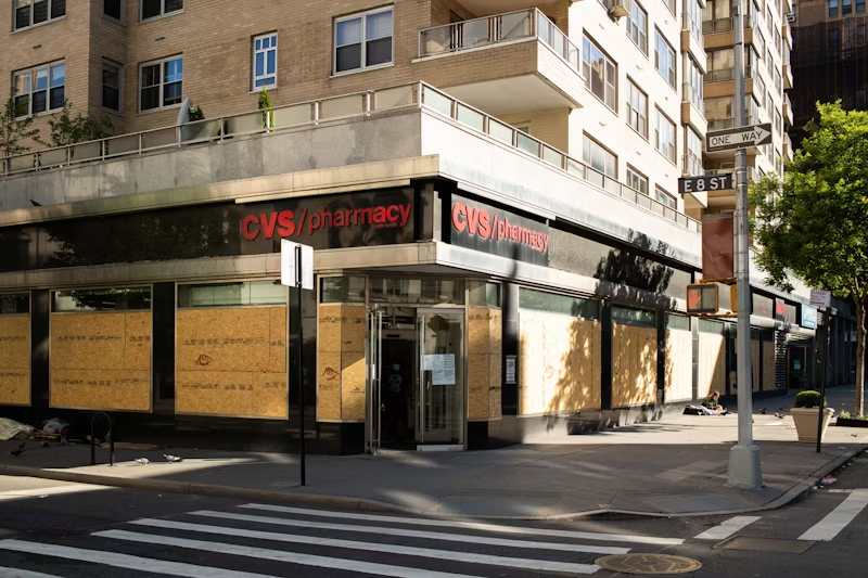 Boarded up CVS store