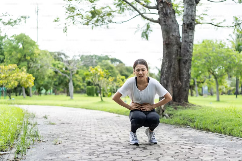 woman mid-run with constipation
