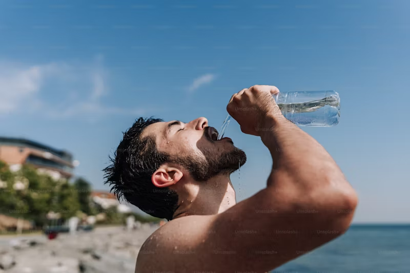 thirsty man on a beach