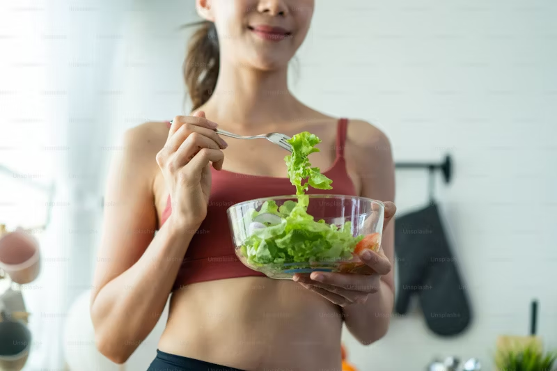 woman practicing good diet and exercise