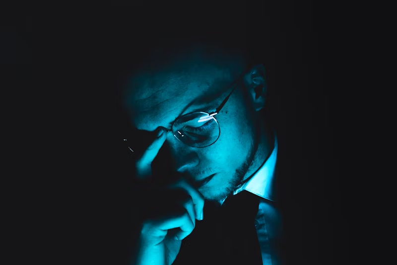 anxious person in the dark