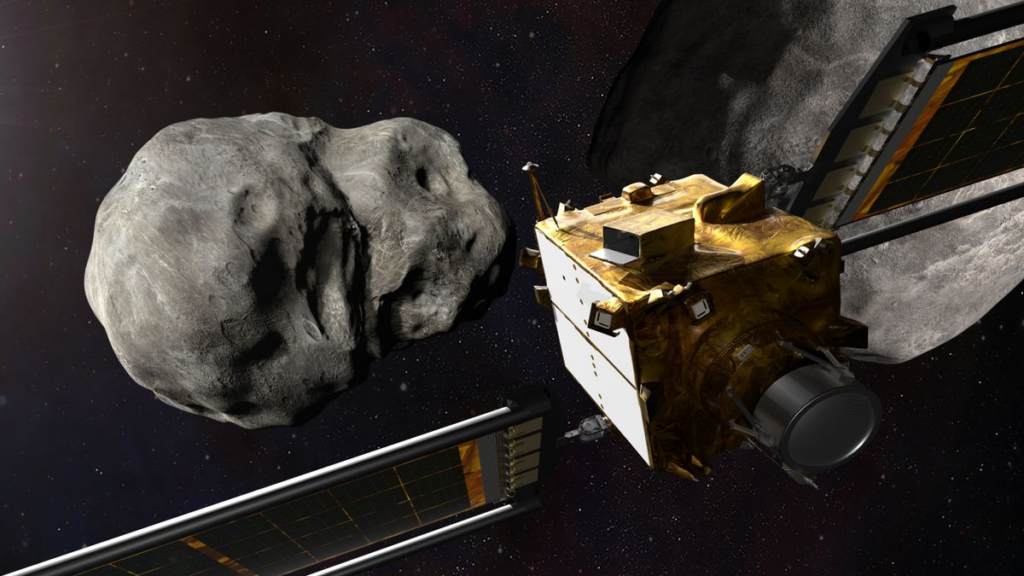 An illustration of NASA's Double Asteroid Redirection Test, or DART, as it approaches its target. Could such measures be deployed against Apophis? 