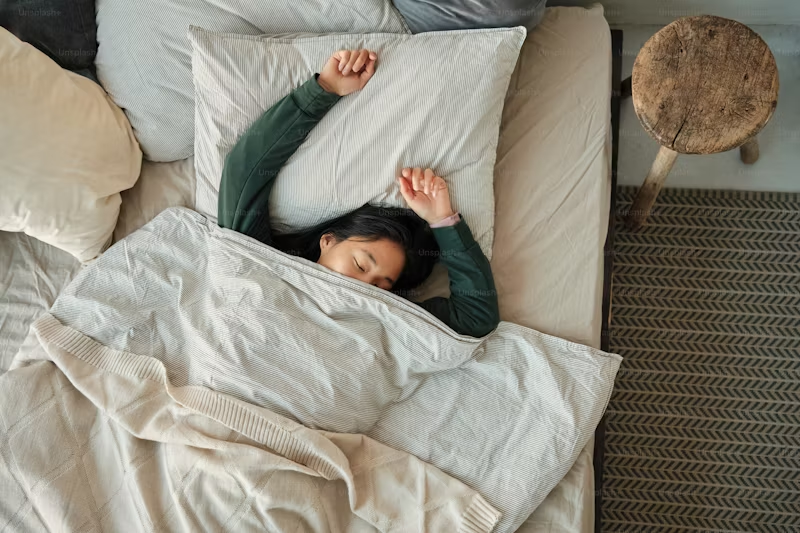 woman asleep on her back