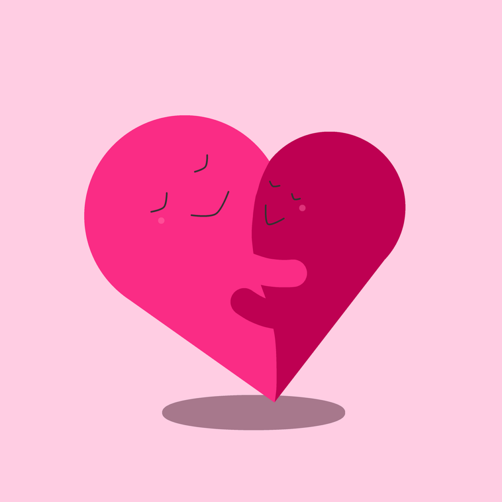 big heart hugging