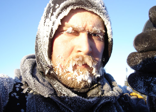 A frozen-faced Karl Bushby