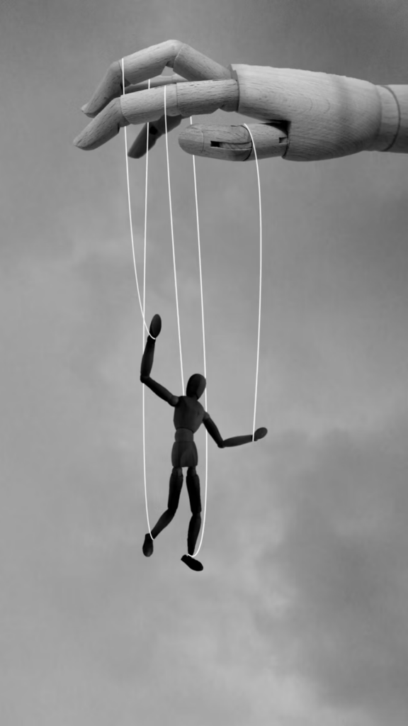 A puppet master and a marionette