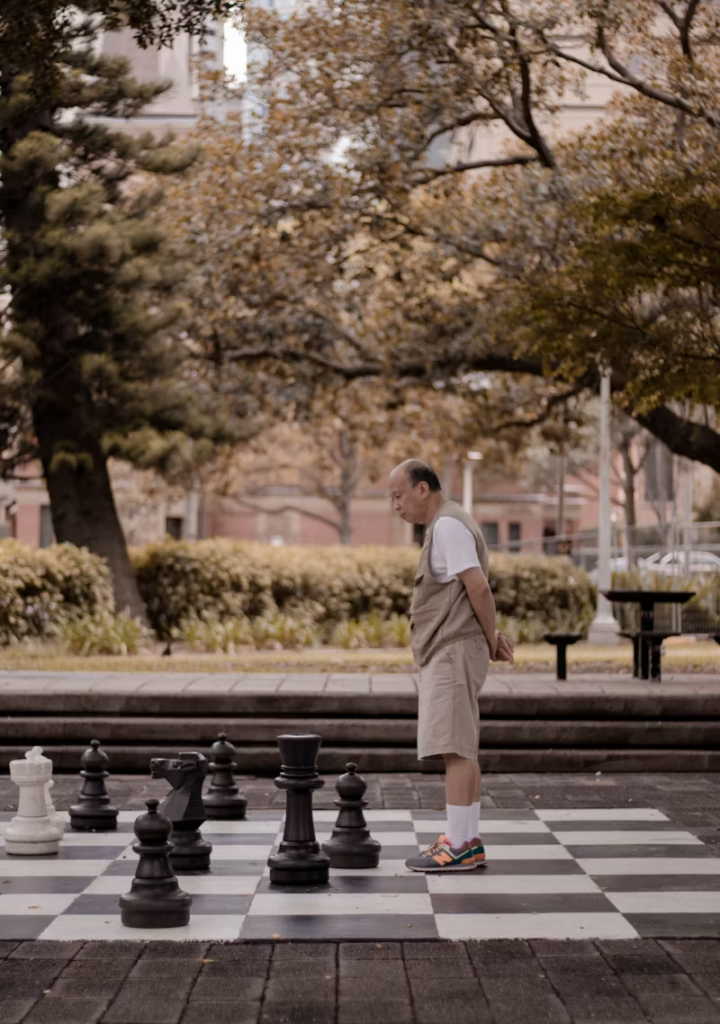 man on a chessboard