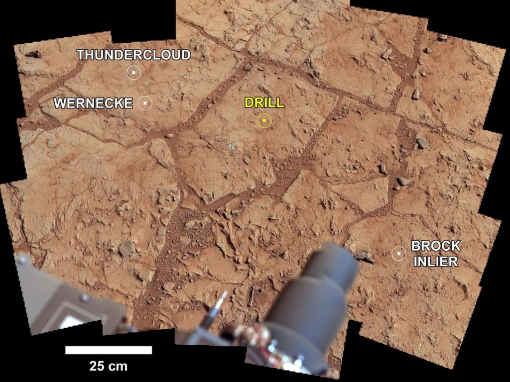 Curiosity spotted some of the key chemical ingredients for life in the gray powder it drilled out of the John Klein rock