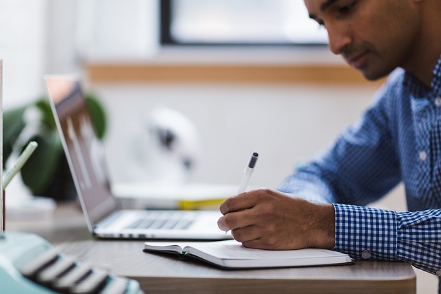 man looking at study results
