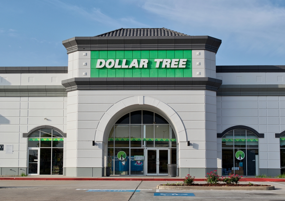 Houston, Texas USA 04-07-2024: Dollar Tree business storefront exterior, parking lot retail company.