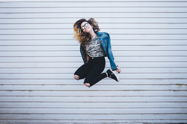 happy woman jumping 
