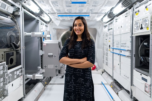 female astronaut in space