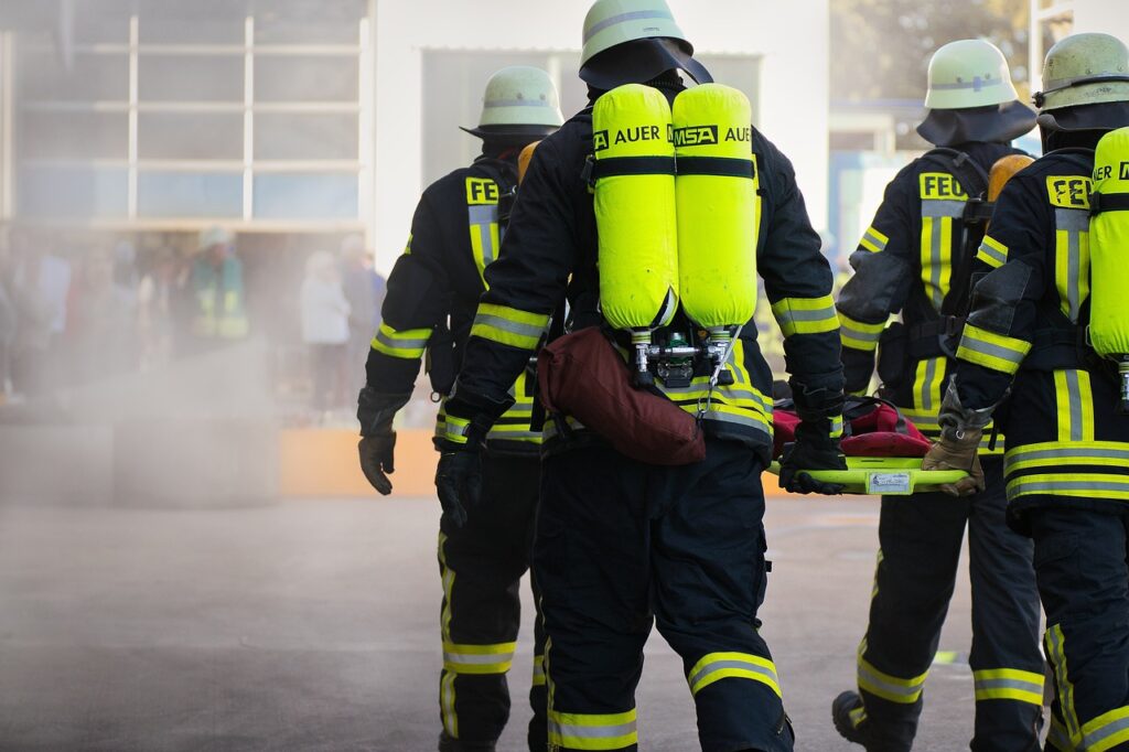 Fire fighters on a rescue mission. 