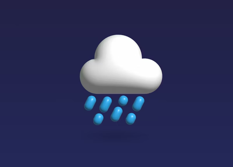 a 3d cloud raining 3d rain