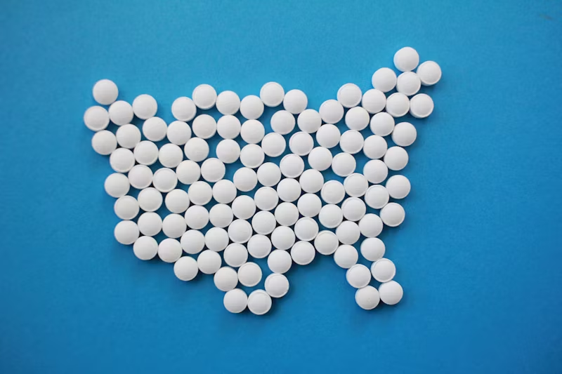 Aspirin tablets in the shape of the United States