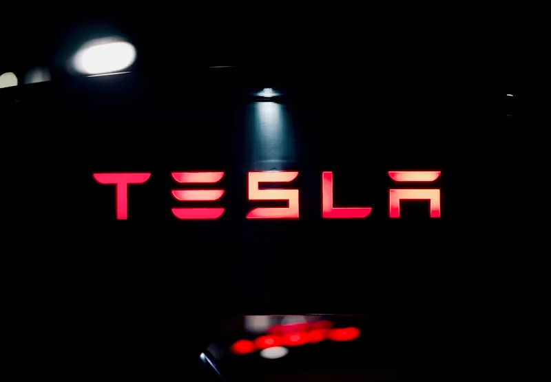 The Tesla Logo in Red