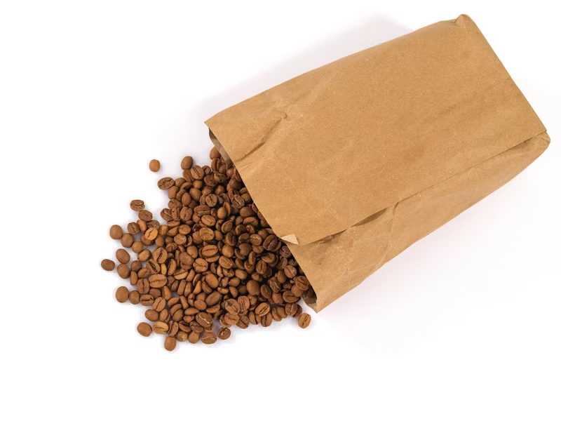 coffee beans spilling out of a bag