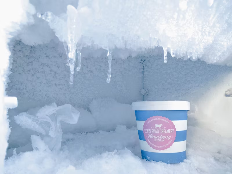 a freezer full of ice and neglected ice cream