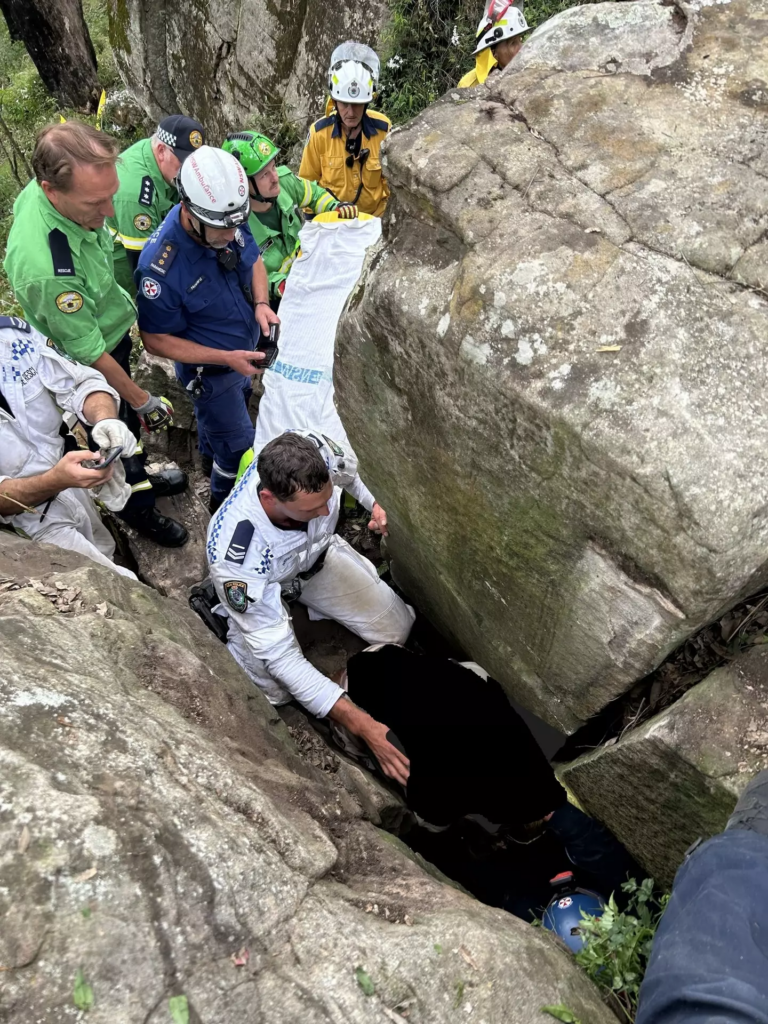 After removing half a ton of rock, the woman could finally be freed